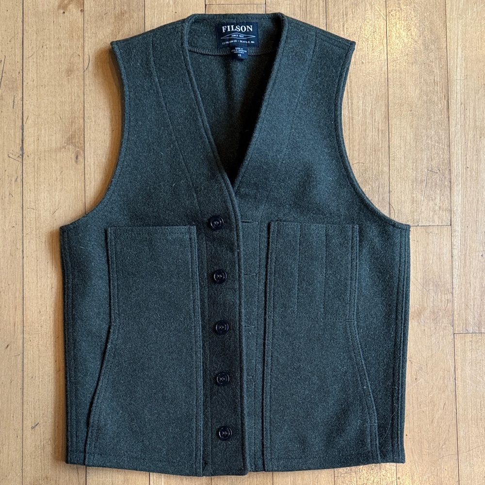 Filson Forest Green Wool Buttoned Vest